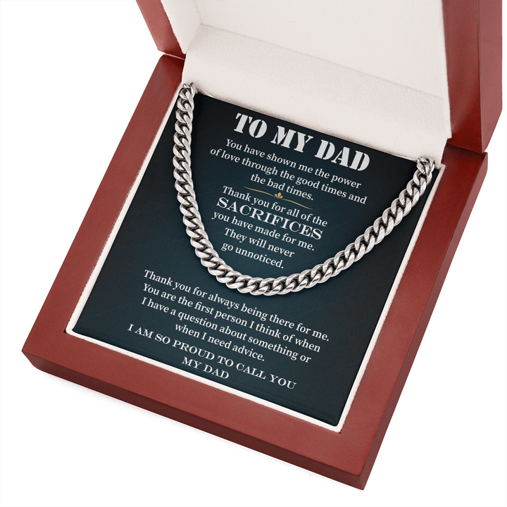 Cuban Link Chain Gift for Dad with Heartfelt 