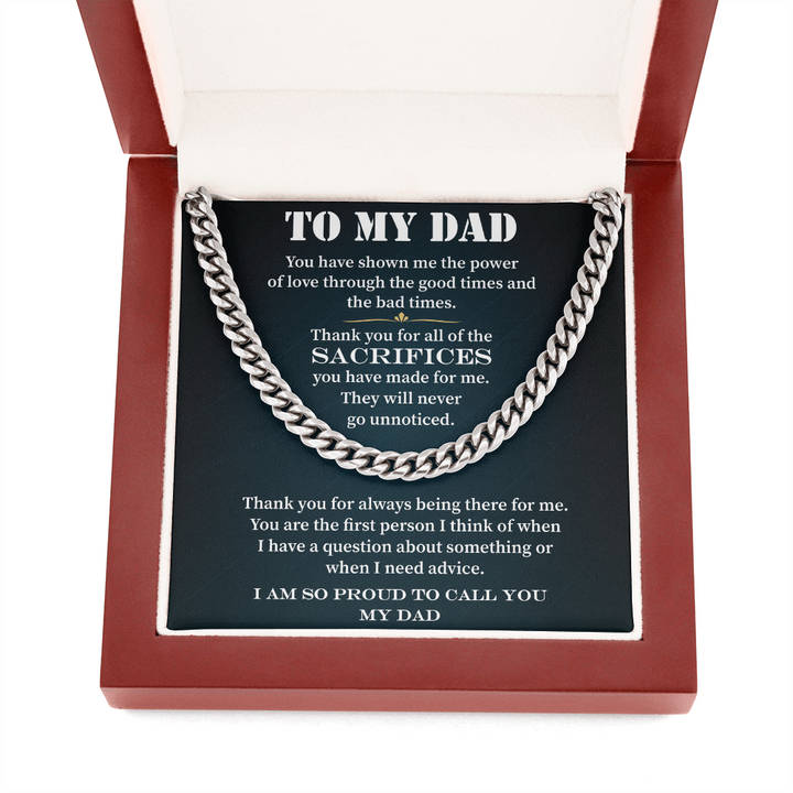 Cuban Link Chain Gift for Dad with Heartfelt Message