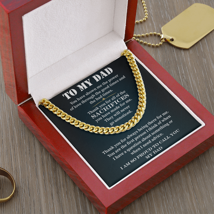 Cuban Link Chain Gift for Dad with Heartfelt Message