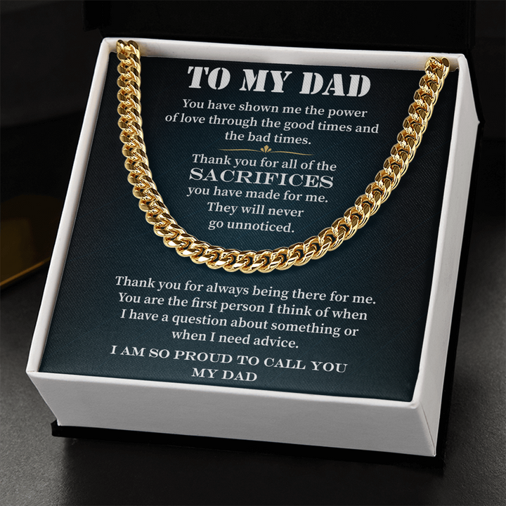 Cuban Link Chain Gift for Dad with a Heartfelt Message