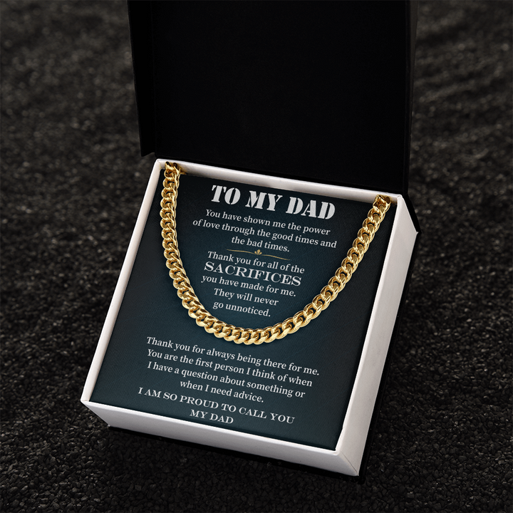 Cuban Link Chain Gift for Dad with Heartfelt Message.