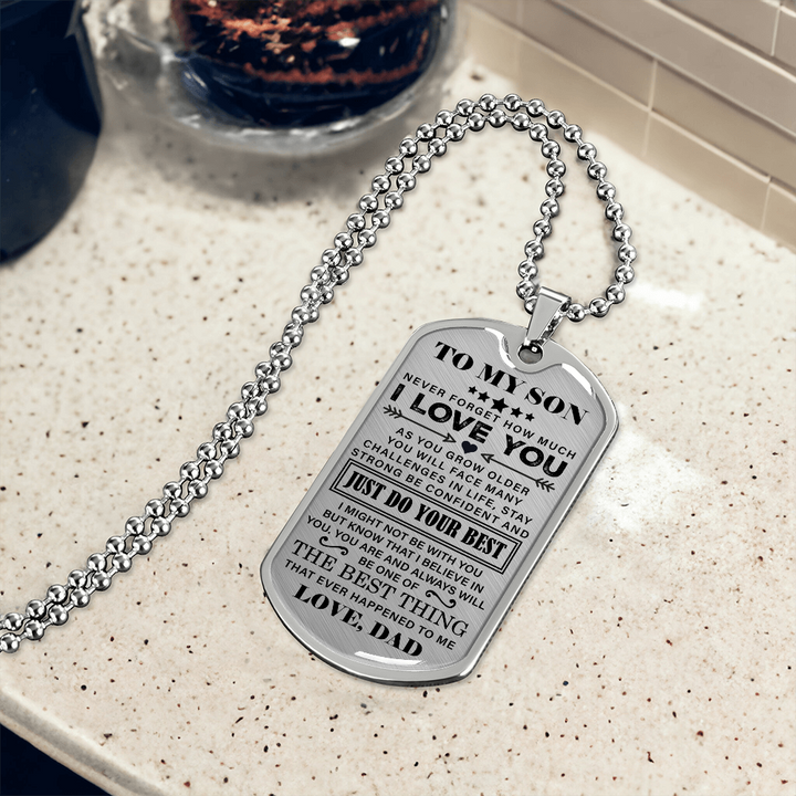 Dog tag  necklace with a message box