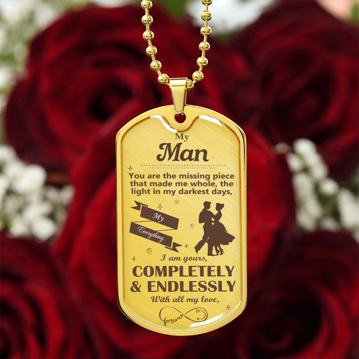 Dog Tag Necklacce with a message card