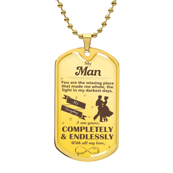 Dog Tag Necklacce with a message card