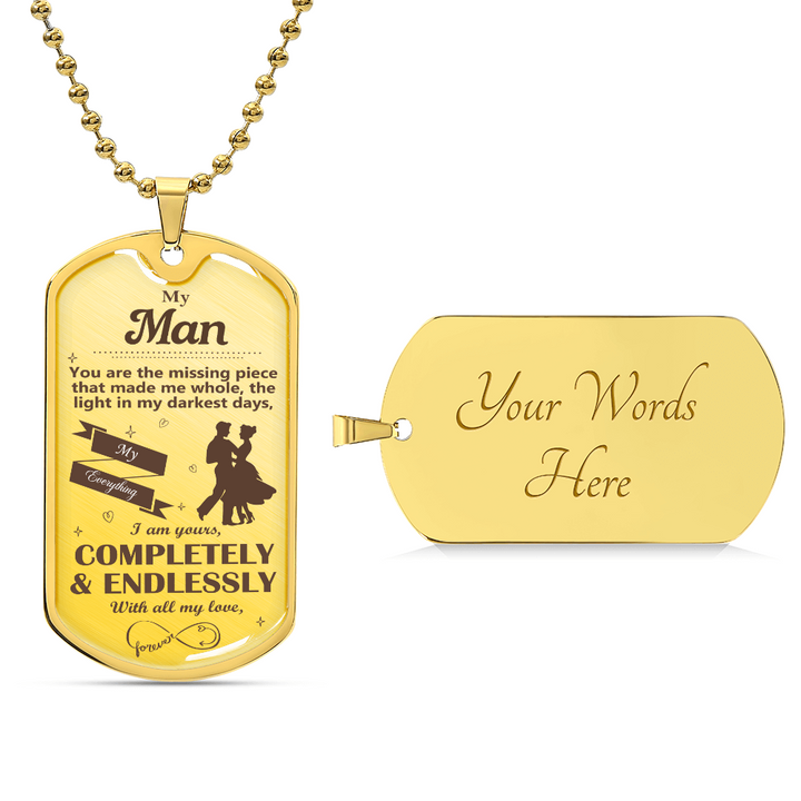 Dog Tag Necklacce with a message card