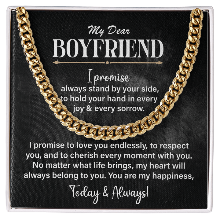 Cuban chain necklace, romantic message.