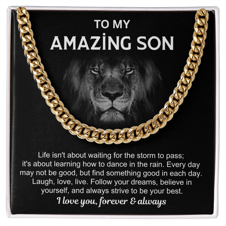 Motivational Son Gift with Chain & Quote
