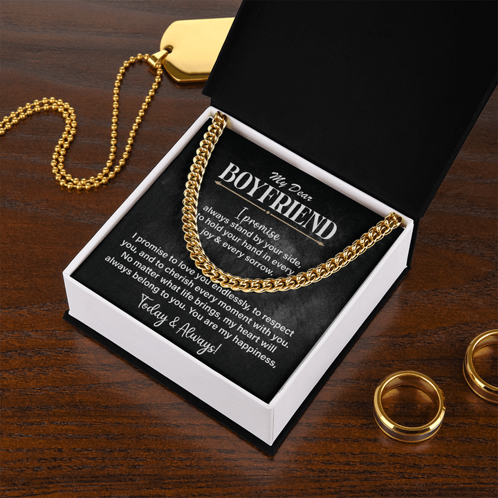 Cuban chain necklace, romantic message.