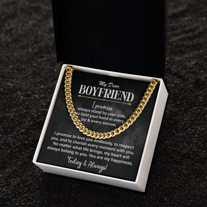Cuban chain necklace, romantic message.
