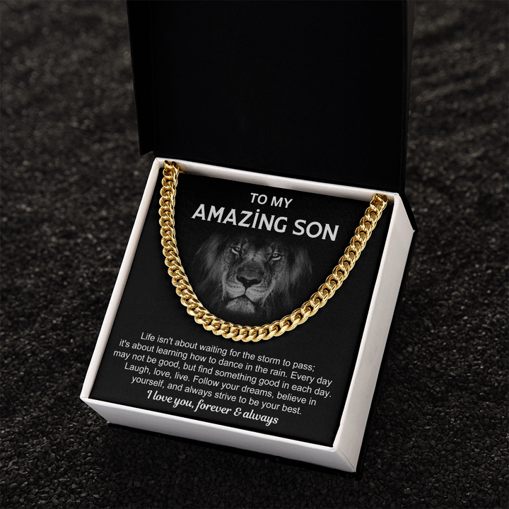 Motivational Son Gift with Chain & Quote