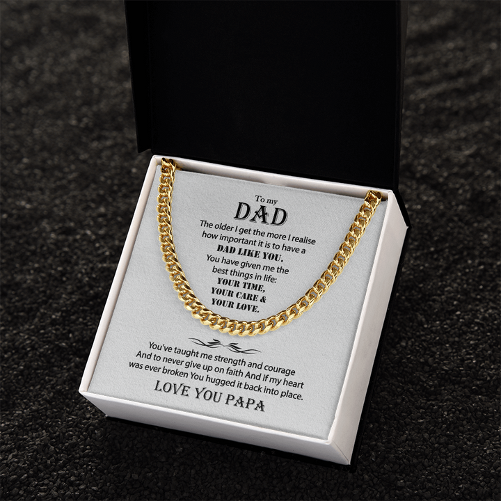 Silver Cuban Link Chain Necklace Gift for Dad from mom