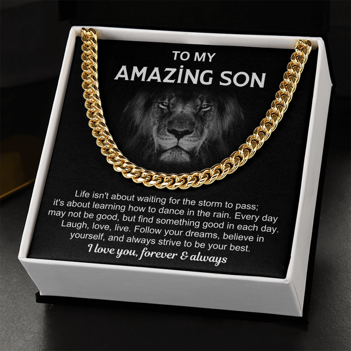 Motivational Son Gift with Chain & Quote