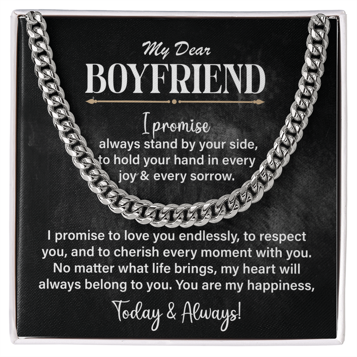Boyfriend necklace with heartfelt message