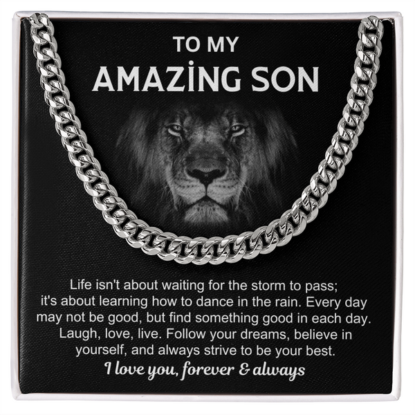 Motivational Son Gift with Chain & Quote

