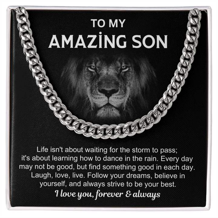 Motivational Son Gift with Chain & Quote

