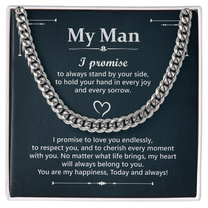 Romantic 'My Man' promise necklace