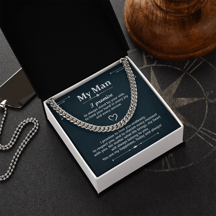 Romantic 'My Man' promise necklace