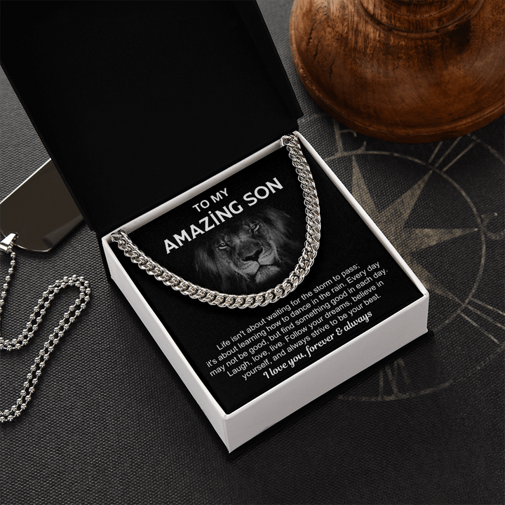 Motivational Son Gift with Chain & Quote
