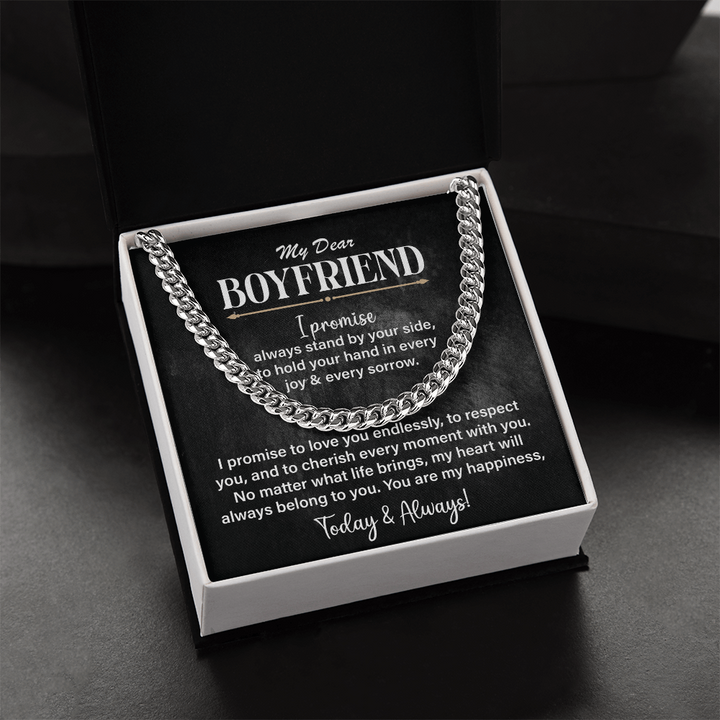 Boyfriend necklace with heartfelt message