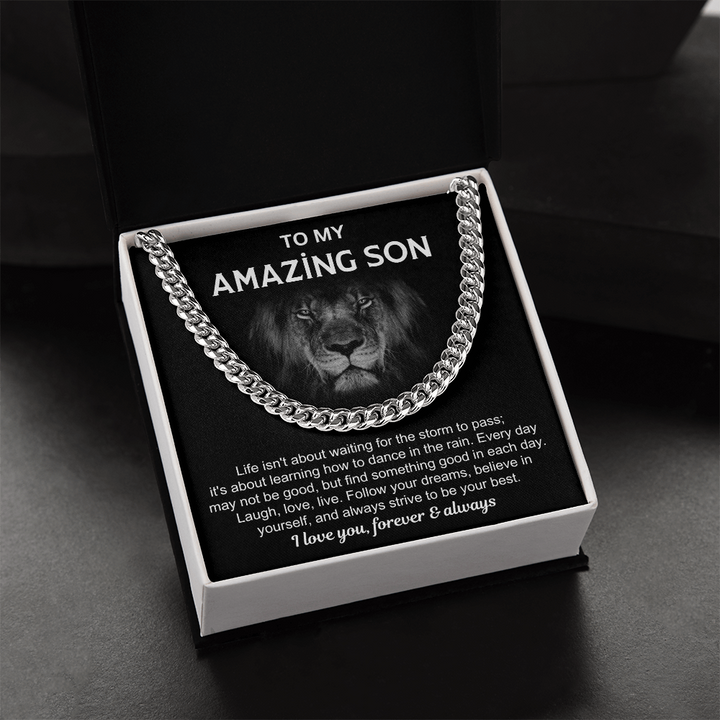 Motivational Son Gift with Chain & Quote