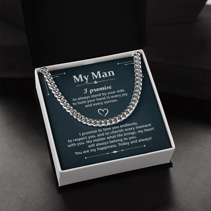 Romantic 'My Man' promise necklace