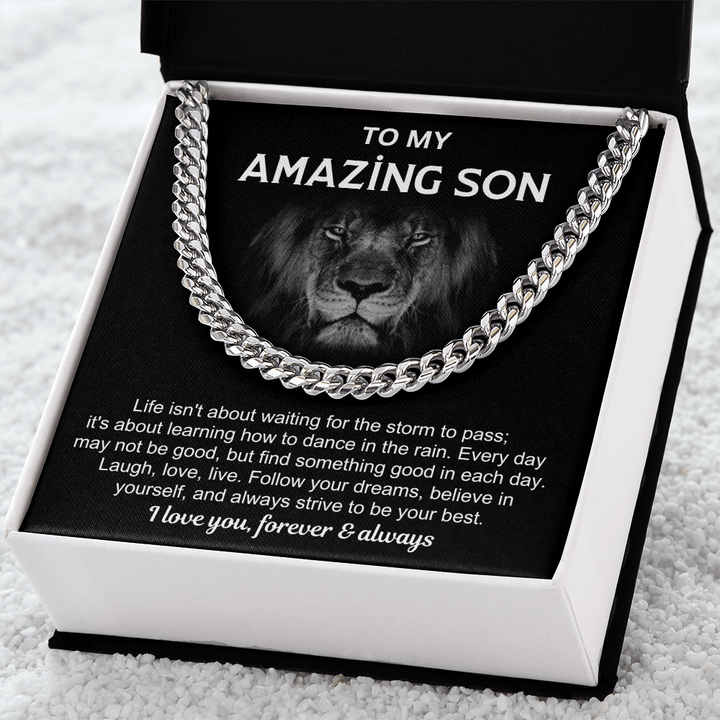 Motivational Son Gift with Chain & Quote