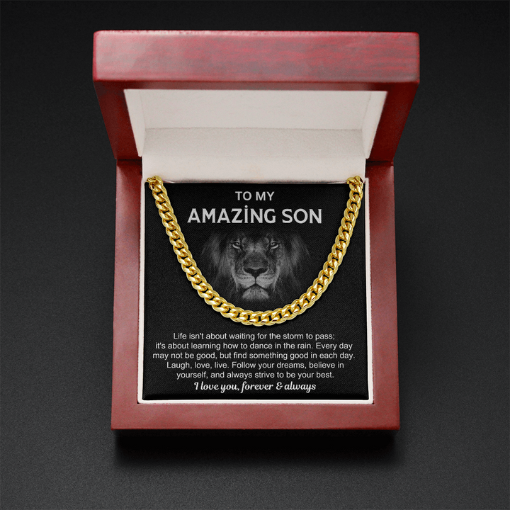 Motivational Son Gift with Chain & Quote