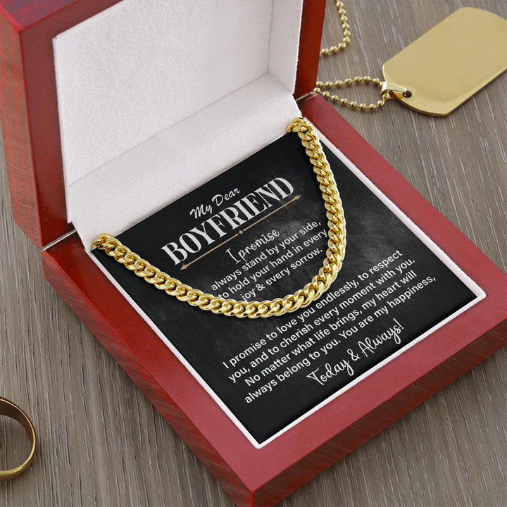 Gift for boyfriend: chain & love quote.