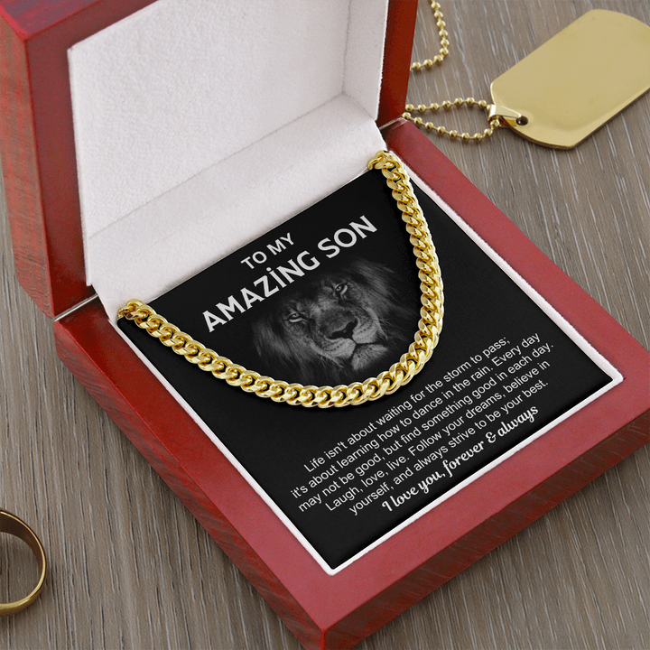 Motivational Son Gift with Chain & Quote