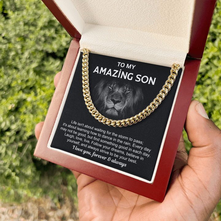 Motivational Son Gift with Chain & Quote
