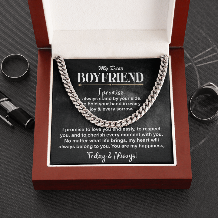 Gift for boyfriend: chain & love quote.