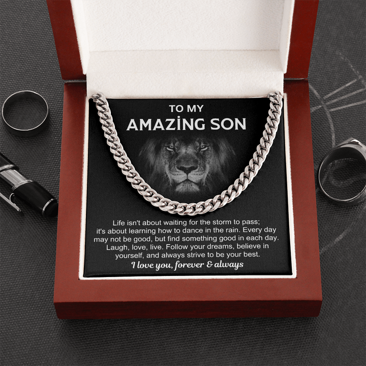 Motivational Son Gift with Chain & Quote