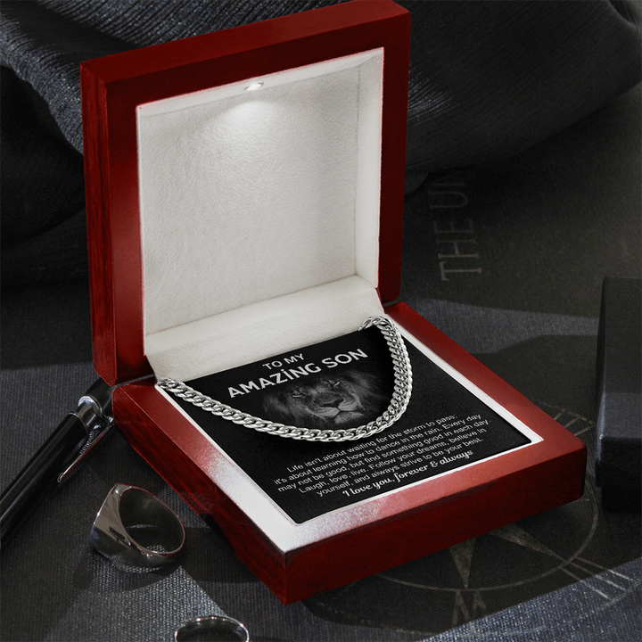 Motivational Son Gift with Chain & Quote