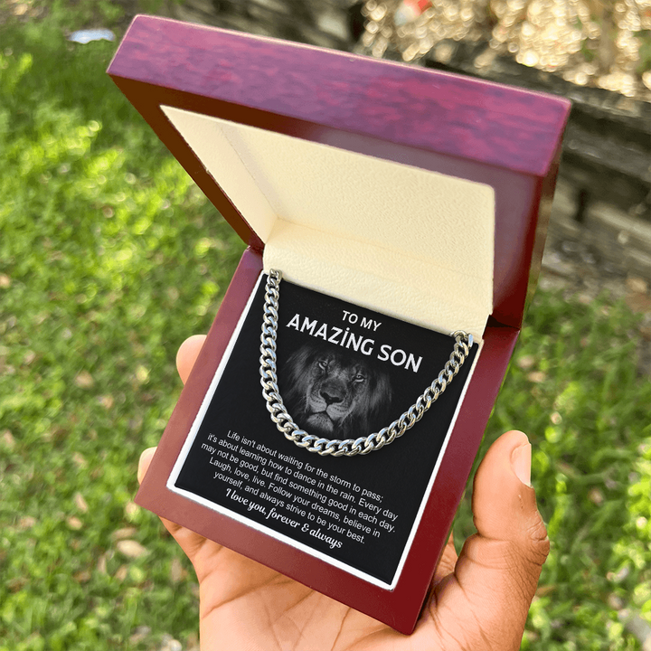 Motivational Son Gift with Chain & Quote