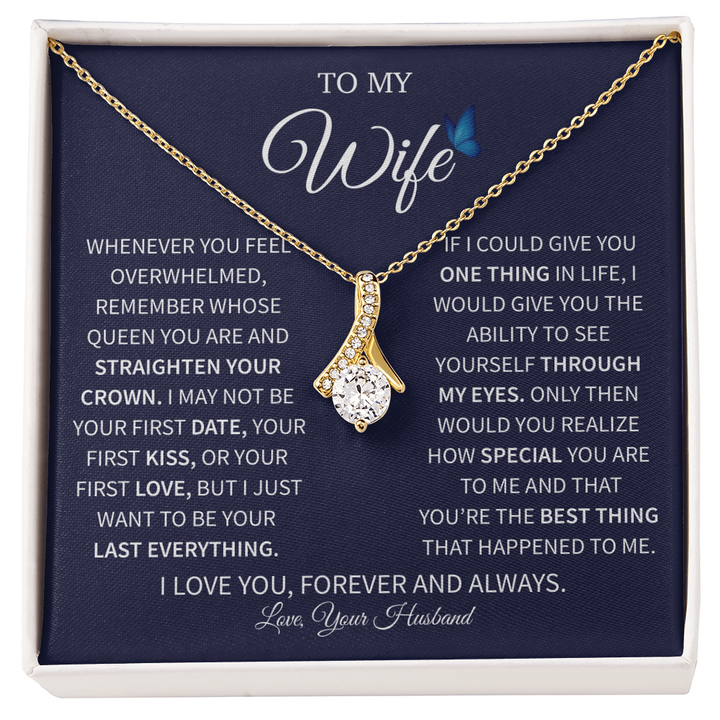 "Romantic wife gift necklace with heartfelt message"