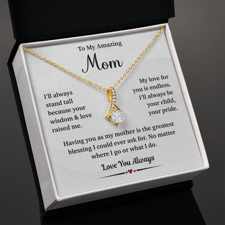 Silver pendant necklace expressing love for mom