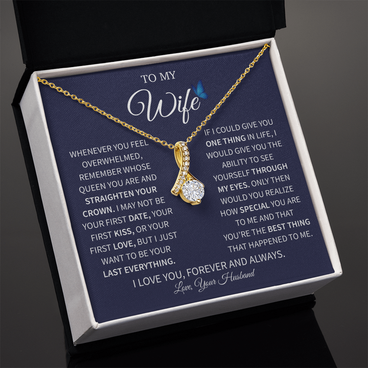 "Romantic wife gift necklace with heartfelt message"