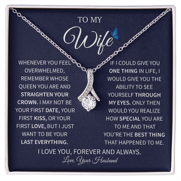 "Romantic wife gift necklace with heartfelt message"