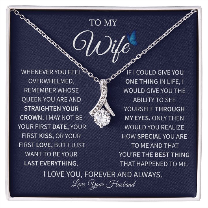 "Romantic wife gift necklace with heartfelt message"