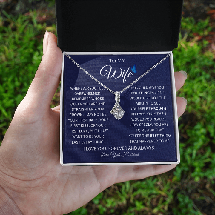 "Romantic wife gift necklace with heartfelt message"