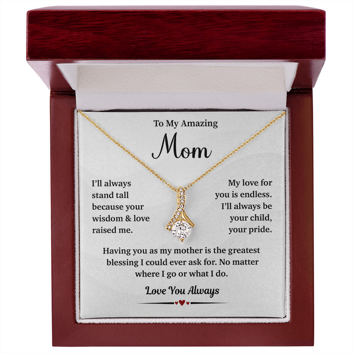 Silver pendant necklace expressing love for mom
