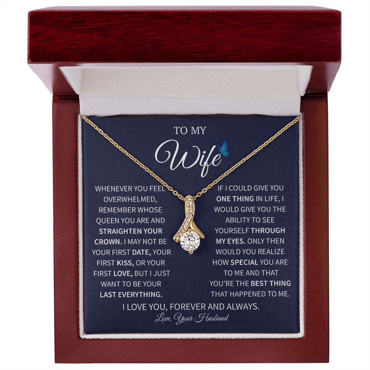 "Romantic wife gift necklace with heartfelt message"