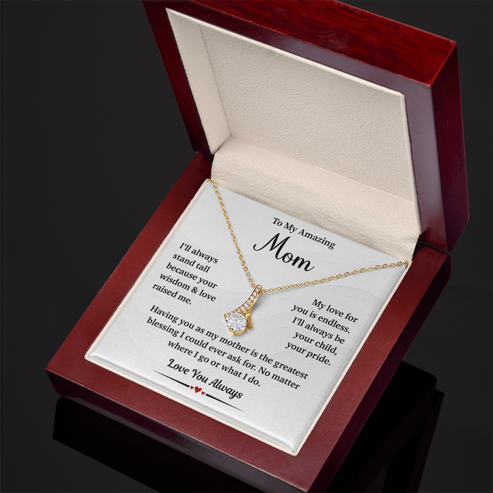 Silver pendant necklace expressing love for mom
