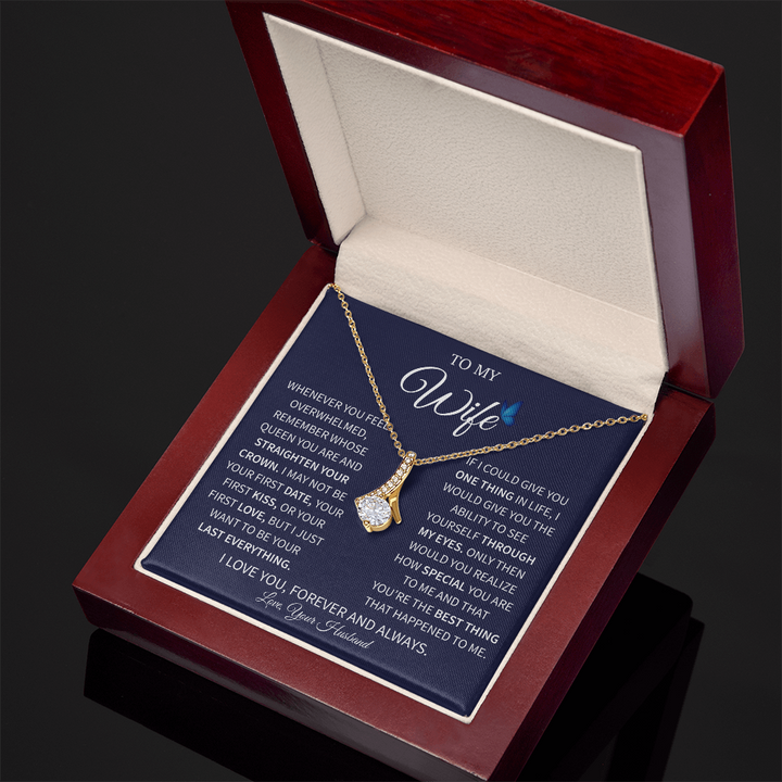 "Romantic wife gift necklace with heartfelt message"