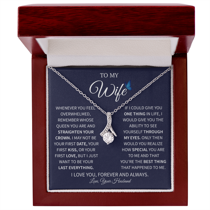 "Romantic wife gift necklace with heartfelt message"