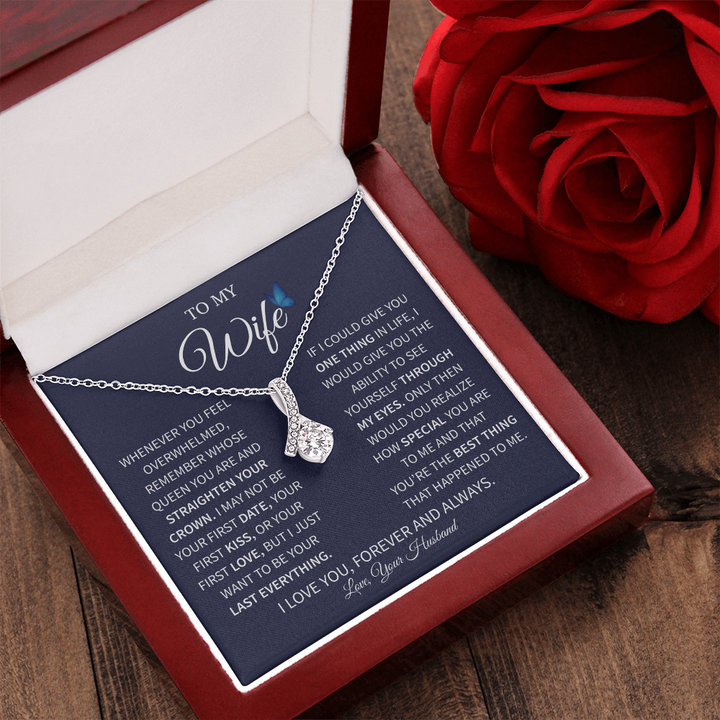 "Romantic wife gift necklace with heartfelt message"