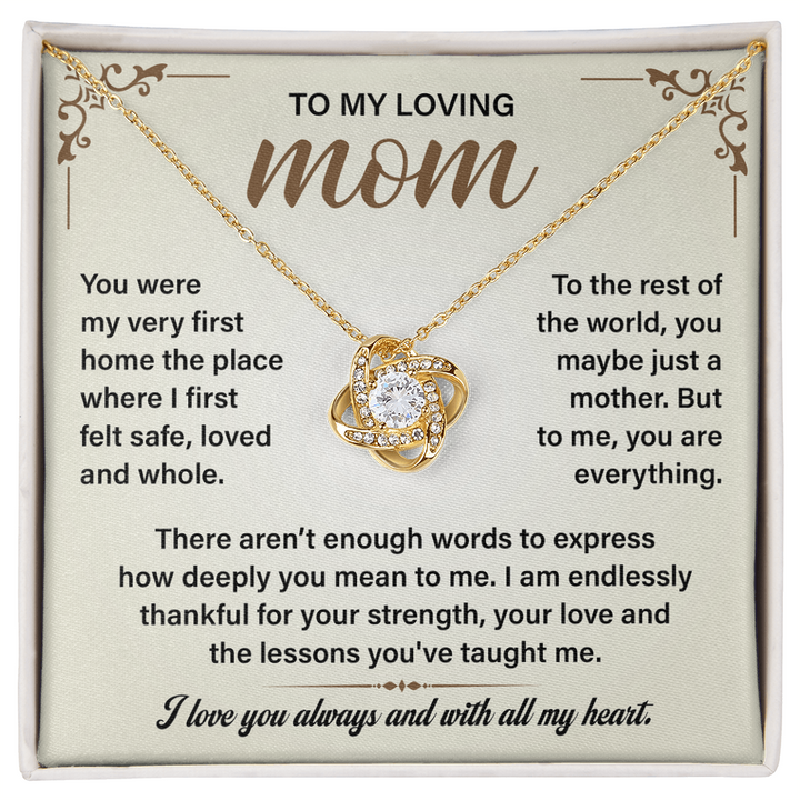 Special silver jewelry gift with a love message for mom