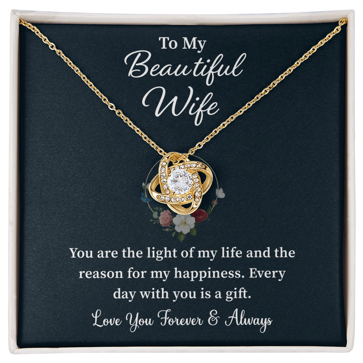 "Romantic wife gift necklace with heartfelt message"