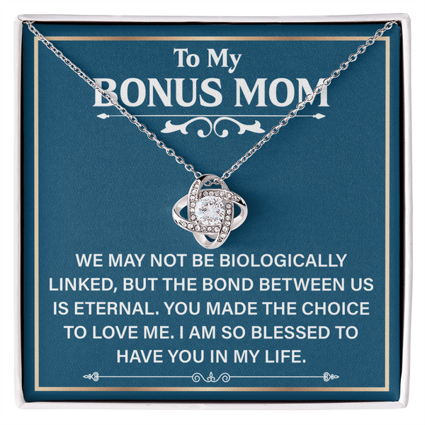 To My Bonus Mom Love Knot Necklace - Mother's Day Gift for Bonus Mom - Elegant Love Knot Necklace