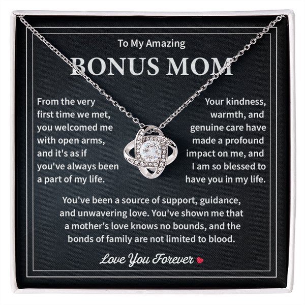 To My Bonus Mom, Mothers Day gifts for Mom, Love Knot Necklace
